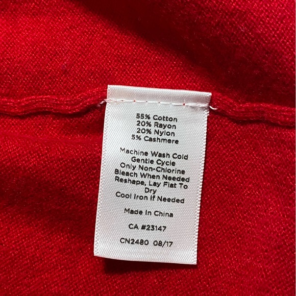 Talbots Cotton Cashmere Blend Red Open Cardigan Pleated Cuffs - Women’s Large - Picture 8 of 10